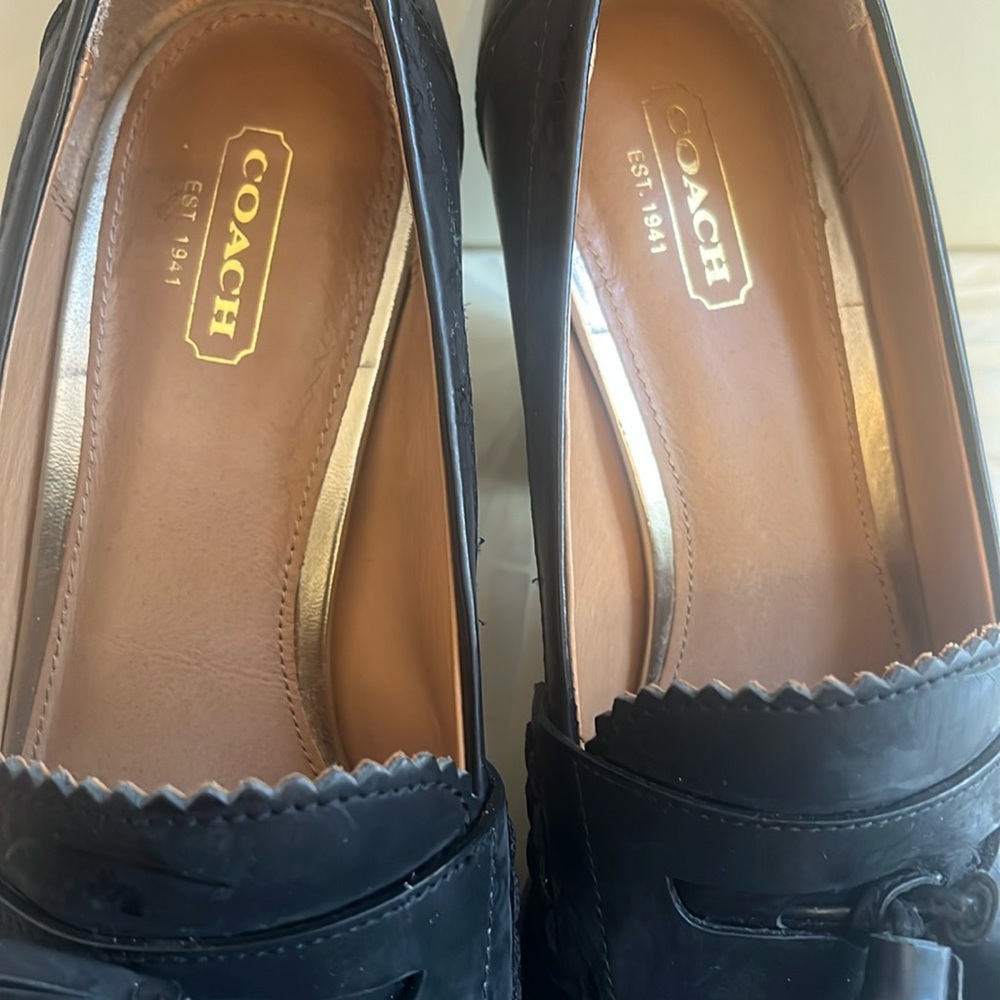 Coach Greta Leather Tassel Heeled Loafers, Size 8.5B - Picture 6 of 7